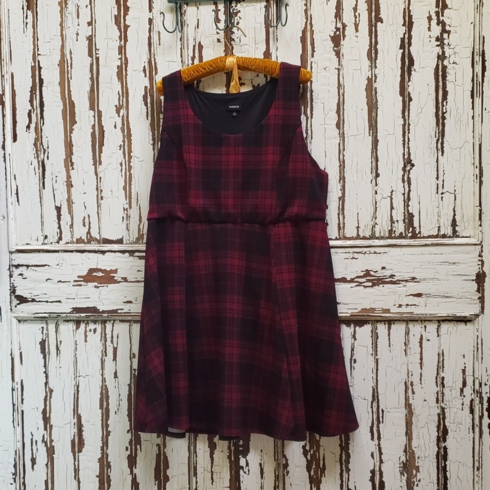 Pink and black plaid dress